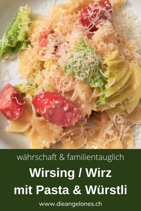 Wirsing / Wirz gehört zu den beliebtesten Kohlarten, vor allem in der kalten Jahreszeit. Er ist ein absolut familientaugliches, gesundes Wintergemüse. Erst recht, wenn er mit Pasta, Rahm und Würstli auf den Familientisch kommt!