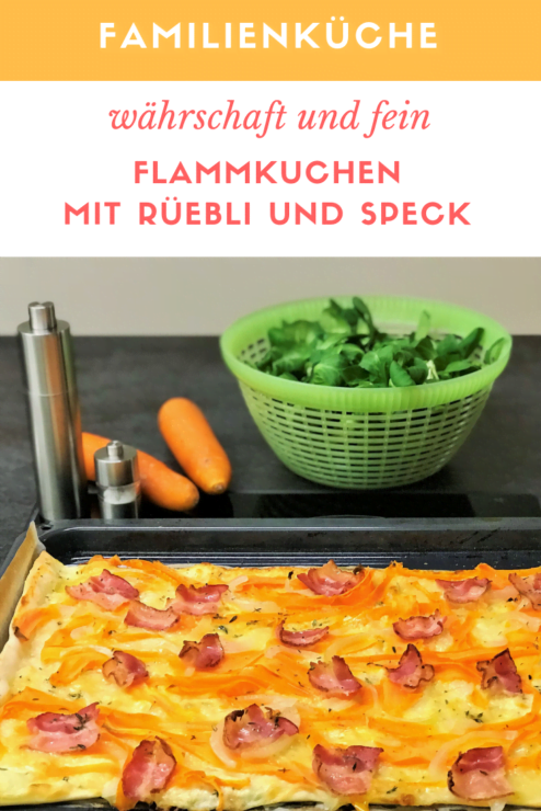 Flammkuchen mit Rüebli, Speck und Quark